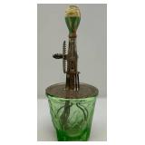 Vintage Uranium Glass Egg Beater With Splash Guard