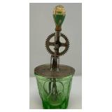 Vintage Uranium Glass Egg Beater With Splash Guard