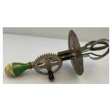 Vintage Uranium Glass Egg Beater With Splash Guard