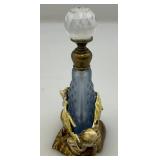 Vintage Brass Enameled Perfume Bottle Fish Adorned 3 1/2" H x 2 1/2" L x 1 1/2" W
