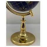 6" Gemstone Inlayed Globe On Stand 12 1/2" Tall
