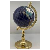 6" Gemstone Inlayed Globe On Stand 12 1/2" Tall