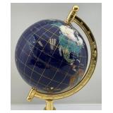 6" Gemstone Inlayed Globe On Stand 12 1/2" Tall