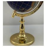 6" Gemstone Inlayed Globe On Stand 12 1/2" Tall