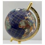 6" Gemstone Inlayed Globe On Stand 12 1/2" Tall