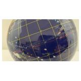 6" Gemstone Inlayed Globe On Stand 12 1/2" Tall