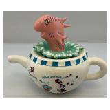 2001 Hallmark Dr. Seuss Collection "THE FISH IN THE POT" Teapot Porcelain Figurine (Chip On Fin Present)