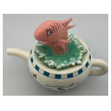 2001 Hallmark Dr. Seuss Collection "THE FISH IN THE POT" Teapot Porcelain Figurine (Chip On Fin Present)
