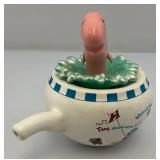 2001 Hallmark Dr. Seuss Collection "THE FISH IN THE POT" Teapot Porcelain Figurine (Chip On Fin Present)