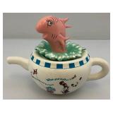2001 Hallmark Dr. Seuss Collection "THE FISH IN THE POT" Teapot Porcelain Figurine (Chip On Fin Present)