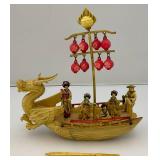Vintage Celluliod Ship With Geishas & Crew 6 1/2" L x 7" H x 2 1/2" W
