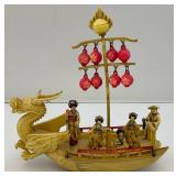 Vintage Celluliod Ship With Geishas & Crew 6 1/2" L x 7" H x 2 1/2" W