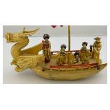 Vintage Celluliod Ship With Geishas & Crew 6 1/2" L x 7" H x 2 1/2" W