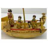 Vintage Celluliod Ship With Geishas & Crew 6 1/2" L x 7" H x 2 1/2" W