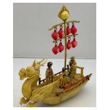 Vintage Celluliod Ship With Geishas & Crew 6 1/2" L x 7" H x 2 1/2" W