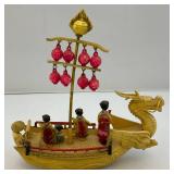 Vintage Celluliod Ship With Geishas & Crew 6 1/2" L x 7" H x 2 1/2" W