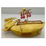 Vintage Celluliod Ship With Geishas & Crew 6 1/2" L x 7" H x 2 1/2" W