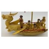 Vintage Celluliod Ship With Geishas & Crew 6 1/2" L x 7" H x 2 1/2" W
