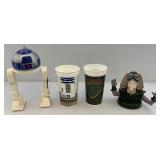 1999 STAR WARS R2D2 & Captain Tarpals Taco Bell, KFC, Pizza Hut Collectors Cups