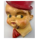 Vintage Mid Century Chalkware Man In Top Hat String Holder
