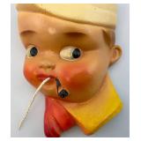 Vintage Mid Century Chalkware Sailor String Holder