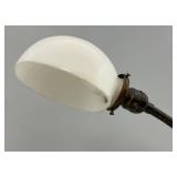Vintage Metal Base Goose-Neck Lamp With Milk Glass Shade