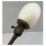 Vintage Metal Base Goose-Neck Lamp With Milk Glass Shade