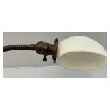 Vintage Metal Base Goose-Neck Lamp With Milk Glass Shade