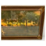 Framed Behind Glass In Vintage Frame & Print  "The Home Of The Heron"  By George Inness