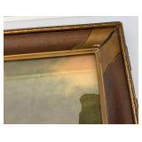 Framed Behind Glass In Vintage Frame & Print  "The Home Of The Heron"  By George Inness