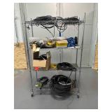 Shelving Unit on Casters with Various Wire and other Miscellaneous Items