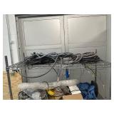 Shelving Unit on Casters with Various Wire and other Miscellaneous Items