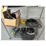 Shelving Unit on Casters with Various Wire and other Miscellaneous Items