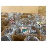 Large Box Full of Sport Themed Plastic Drink Ware