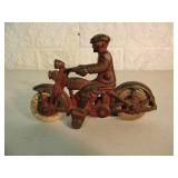 ORIGINAL! - VINTAGE HUBLEY CAST IRON HARLEY-DAVIDSON TOY, RED - APPROX 6" LONG By 4" TALL - ABSOLUTELY FANTASTIC OLD SCHOOL PIECE! - SEE PICTURES!