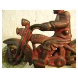 ORIGINAL! - VINTAGE HUBLEY CAST IRON HARLEY-DAVIDSON TOY, RED - APPROX 6" LONG By 4" TALL - ABSOLUTELY FANTASTIC OLD SCHOOL PIECE! - SEE PICTURES!