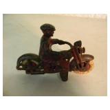 ORIGINAL! - VINTAGE HUBLEY CAST IRON HARLEY-DAVIDSON TOY, RED - APPROX 6" LONG By 4" TALL - ABSOLUTELY FANTASTIC OLD SCHOOL PIECE! - SEE PICTURES!