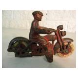 ORIGINAL! - VINTAGE HUBLEY CAST IRON HARLEY-DAVIDSON TOY, RED - APPROX 6" LONG By 4" TALL - ABSOLUTELY FANTASTIC OLD SCHOOL PIECE! - SEE PICTURES!