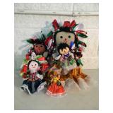 VINTAGE COLLECTION OF 6 MEXICAN DOLLS - Handmade - Various Sizes - APPROX 16", 12", 8", 8", 6" & 5" - NICE!!!!! - FANTASTIC SET!!!!! - SEE PICTURES!