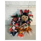 VINTAGE COLLECTION OF 6 MEXICAN DOLLS - Handmade - Various Sizes - APPROX 16", 12", 8", 8", 6" & 5" - NICE!!!!! - FANTASTIC SET!!!!! - SEE PICTURES!