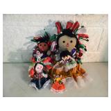 VINTAGE COLLECTION OF 6 MEXICAN DOLLS - Handmade - Various Sizes - APPROX 16", 12", 8", 8", 6" & 5" - NICE!!!!! - FANTASTIC SET!!!!! - SEE PICTURES!