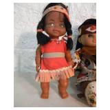 VINTAGE COLLECTION OF 3 AMERICAN INDIAN DOLLS - Various Sizes - APPROX 12", 9" & 8" - NICE! - FANTASTIC SET! - SEE PICTURES!