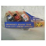 ORIGINAL! - VINTAGE 1996 EMERGENCY RESCUE TEAM PLUS CITY TOWING SERVICE HOT~WHEELS MICRO MACHINES - GREAT SET! - NICE! - IN BOX, BOX ALTERED - SEE PICTURES!