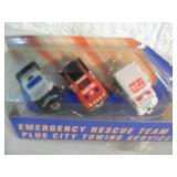 ORIGINAL! - VINTAGE 1996 EMERGENCY RESCUE TEAM PLUS CITY TOWING SERVICE HOT~WHEELS MICRO MACHINES - GREAT SET! - NICE! - IN BOX, BOX ALTERED - SEE PICTURES!