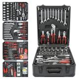 Black Hand Tool Box with 4 Layers of Toolset and Wheels