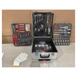 Black Hand Tool Box with 4 Layers of Toolset and Wheels