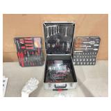 Black Hand Tool Box with 4 Layers of Toolset and Wheels