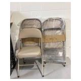 Nazhura 4 Pack Folding Chairs with Padded Cushion and Back, Khaki Metal Chairs with Comfortable Cushion