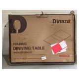 Dinaza Folding Dining Table Drop Leaf Table for Small Spaces with 2 Tier Storage Racks