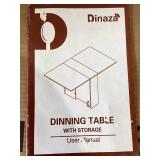 Dinaza Folding Dining Table Drop Leaf Table for Small Spaces with 2 Tier Storage Racks